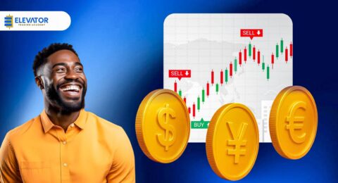 A man who is happy and starting at different forex currencies